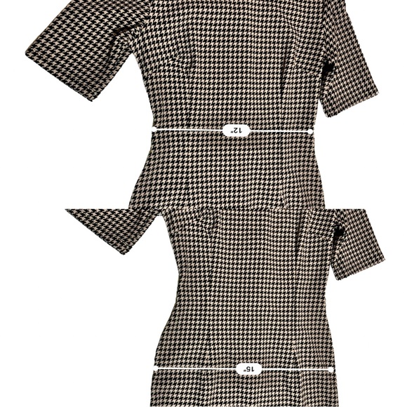 Black and Nude Houndstooth Dress with Belt Size M - Picture 13 of 16
